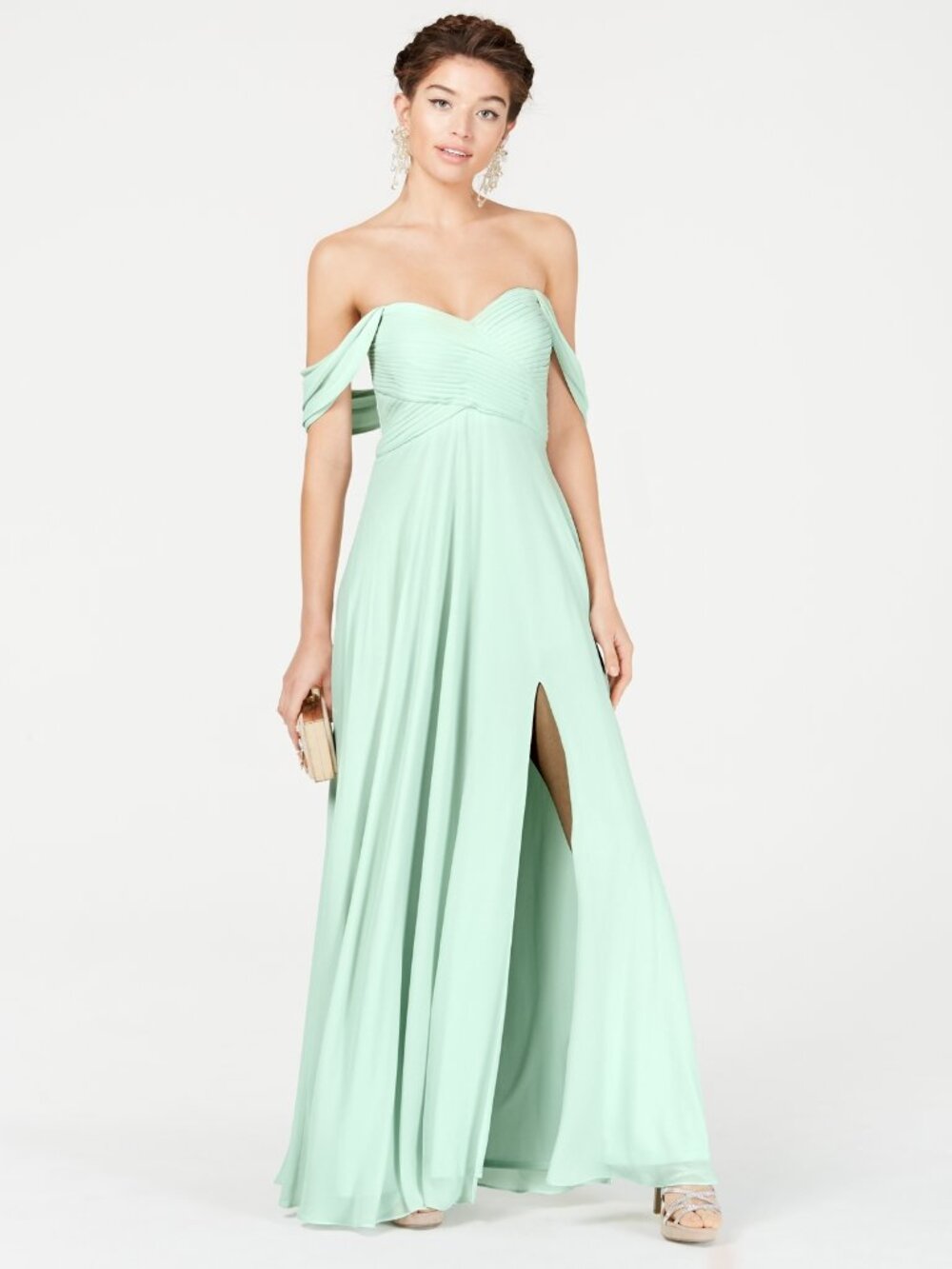 Sequin Hearts Womens Juniors Split Hem Polyester Evening Dress